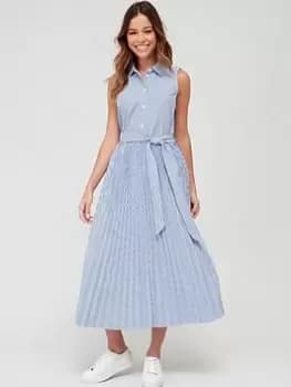 Tommy Hilfiger Pleated Ithaka Long Shirt Dress - Blue Size 38, Women