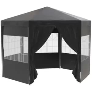 Outsunny 3.9M Outdoor Gazebo Canopy Party Tent With 6 Removable Side Walls - Black