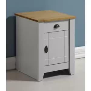 Seconique Ludlow Grey & Oak Lacquer 1 Door 1 Drawer Bedside