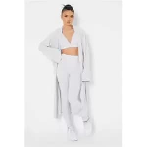 I Saw It First Light Grey 3 Piece Bralette Jogger And Cardigan Set - Grey
