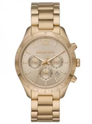 Michael Kors Ladies Layton Gold Chronograph Dial Gold Plated...