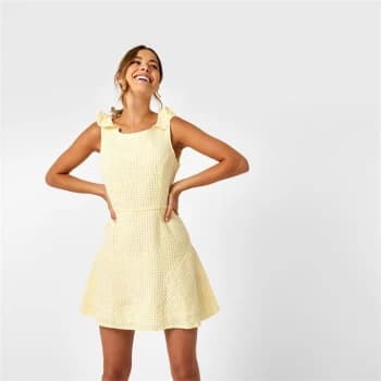 Jack Wills Lally Gingham Scoop Back Mini Dress - Yellow
