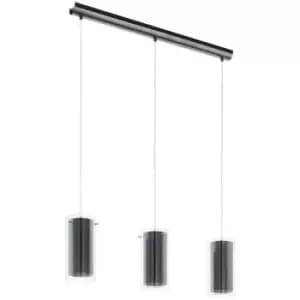 Eglo Pinto 3 Lamp Straight Bar Pendant Ceiling Light Satin Nickel