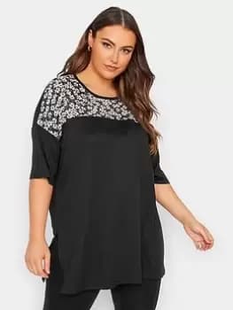 Yours Block Pattern Top, Black, Size 16, Women