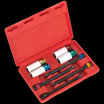 Sealey 8 Piece 1/2" Drive Torque Stick and Impact Socket Set for Alloy Wheels 1/2"