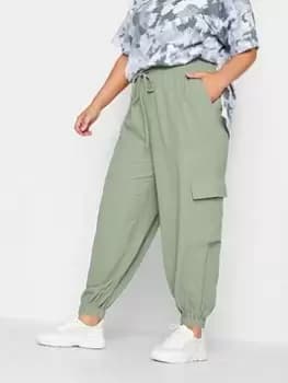 Yours Smart Woven Joggers Chalky Khaki, Green, Size 18, Women