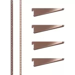 Rothley Antique Twin Slot Shelving Kit 1220mm Uprights (x2) & 120mm Brackets (x4) in Copper Steel