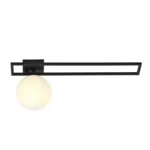 Imago Black Left Side Globe Ceiling Light with White Glass Shades v2, 1x E14