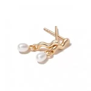 Treasures Wave Seed Pearl 18ct Gold Plated Earrings TE02_GP