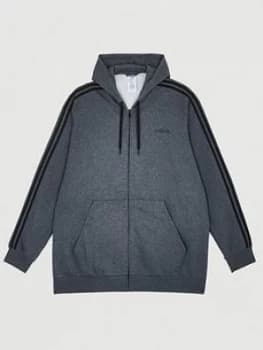 Adidas Plus Size Essential 3-Stripe Full Zip Hoodie - Grey