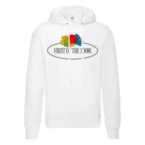 Fruit of the Loom Mens Vintage Big Logo Hoodie (L) (White)