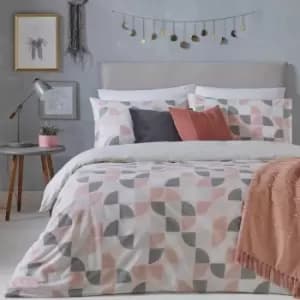 Furn Luna Geometric Print Duvet Cover Set, Blush, Double
