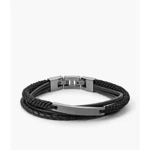 Fossil Mens Vintage Casual Steel Multi-Strand Bracelet - Gunmetal