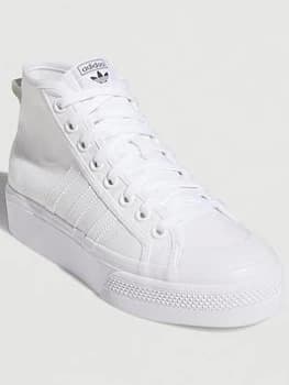 adidas Originals Nizza Platform Mid - White/White/White, Size 4.5, Women