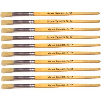 Hog Bristle Short Hand Round Tip Size 12 Pack 10 - Major Brushes