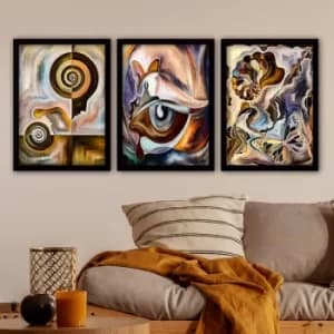 3SC63 Multicolor Decorative Framed Painting (3 Pieces)