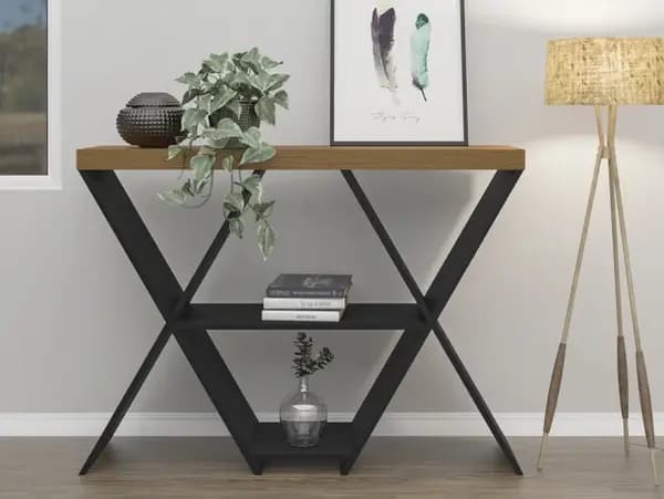 Seconique Naples Black and Pine Console Table
