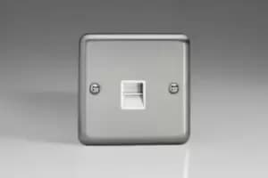 Varilight Classic 1 Gang Telephone Master Socket with White Inserts (Single XSTMW) - Matt Chrome - XSTMW