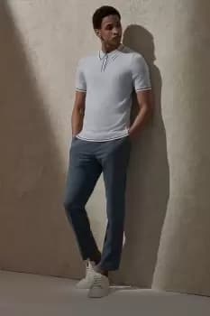 Cotton Rich Sky Blue Tipped Knitted Polo Shirt