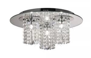 Flush Ceiling 3 Light Polished Chrome, Mirror, Crystal