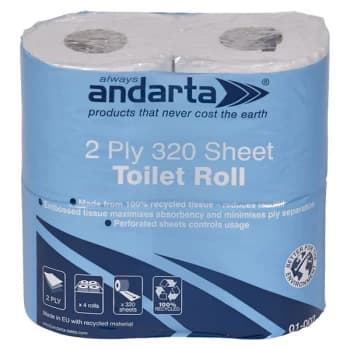 Andarta 01-002 2Ply 320 Sheet Toilet Rolls - 9 x Packs of 4