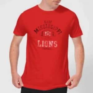 East Mississippi Community College Lions Football Distressed Mens T-Shirt - Red - L