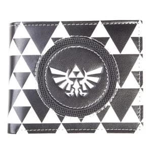 Nintendo - Hyrule Royal Crest Badge With All-Over Pattern Unisex Bi-Fold Wallet - Black/White