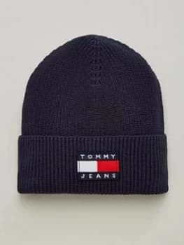 Tommy Jeans Heritage Logo Knitted Beanie Hat - Navy