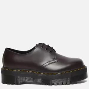 Dr. Martens Womens 1461 Quad Polished Smooth Leather 3-Eye Shoes - Burgundy - UK 3