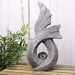 Concrete Effect Garden Sculpture with Stainless Steel Ball