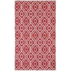 Riga Red and White 100% Cotton Printed Patterned Rug,120 x 170cm - Red - Homescapes