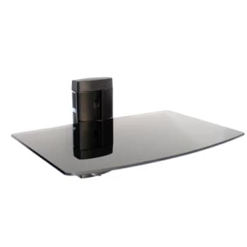 Tempered Black Glass Floating Shelf 1 Tier M&W
