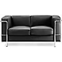 Nautilus Designs Ltd. Contemporary Cubed Leather Faced Reception Chair with Stainless Steel Frame and Integrated Leg Supports Black