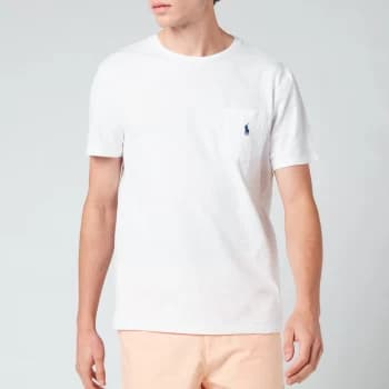 Polo Ralph Lauren Mens Custom Slim Fit Jersey Pocket T-Shirt - White - L