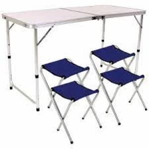 Charles Bentley Folder Portable 4 Seater Picnic Set Aluminium, MDF, Steel, Polyester