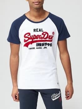 Superdry Vintage Label Duo Raglan T-Shirt - Ice Marl , Ice Marl, Size XS, Men