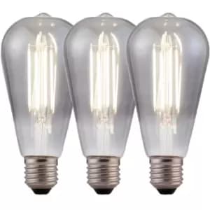Harperliving - Harper Living 8 Watts ST64 E27 LED Bulb Smoked Cool White Dimmable, Pack of 3