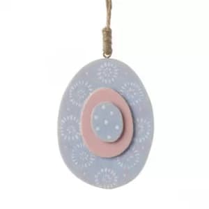 Blue & Pink Wooden Hanging Egg by Heaven Sends