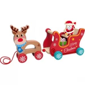 Wooden Reindeer Cart Pull Along Toy
