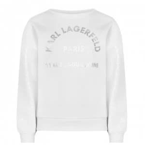 KARL LAGERFELD Junior Girls Shimmer Sleeve Sweatshirt - Blanc 10B