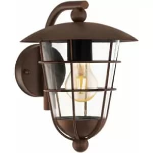 Loops - IP44 Outdoor Wall Light Brown Fisherman Lantern 1 x 60W E27 Bulb Porch Lamp