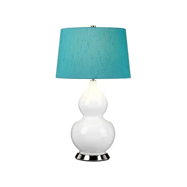Isla Table Lamp with Round Tapered Shade, Polished Nickel, White, Teal