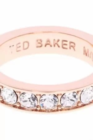 Ted Baker Ladies Rose Gold Plated Claudie Narrow Crystal Band Ring Sm TBJ1051-24-02SM