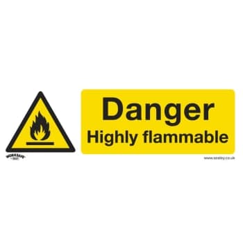 Safety Sign - Danger Highly Flam. - Self-Adhesive - Pack of 10