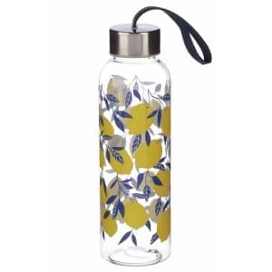 Amalfi Lemon 500ml Reusable Plastic Water Bottle with Metallic Lid