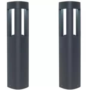 2 PACK Outdoor Post Bollard Light Grey Triangle Modern Driveway Path Lamp LED
