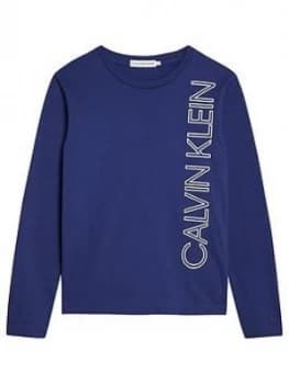 Calvin Klein Jeans Boys Reflective Lines Long Sleeve T-Shirt - Blue