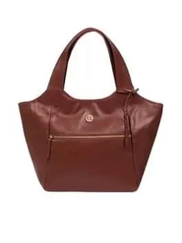 Pure Luxuries London Pure Luxuries Loxford Vintage Cognac Leather Tote Bag, Brown, Women