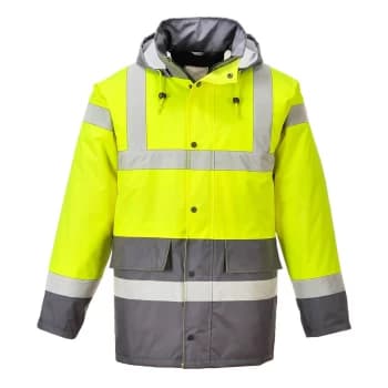 Oxford Weave 300D Class 3 Hi Vis Contrast Traffic Jacket Yellow / Grey XL