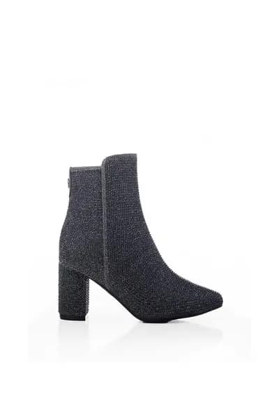 Moda In Pelle 'Xiomara' Textile Heeled Boots Metallic Silver
